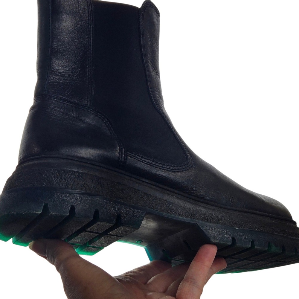 Steve Madden Klyde Chelsea Boots Black Leather Green Clear Sole Goth Chunky 9.5